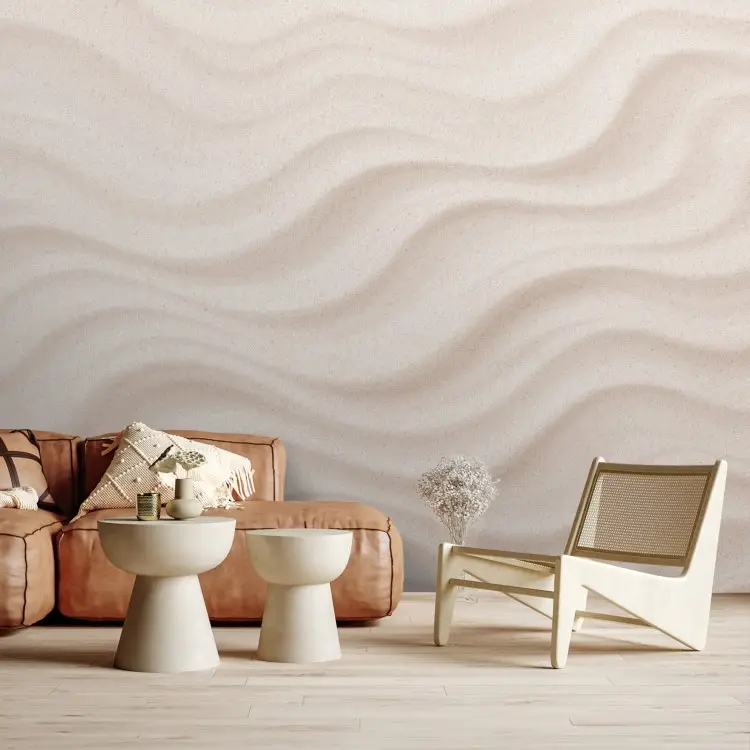 Beige Waves - A soft abstract pattern of wavy lines in the background