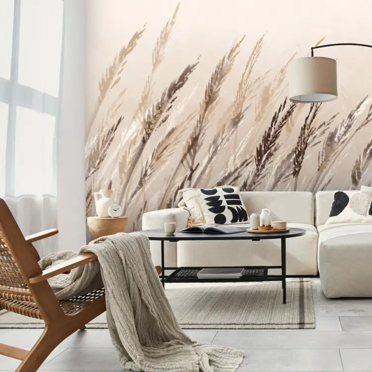 Natural movement - delicate blades of grass in the wind in a peaceful composition