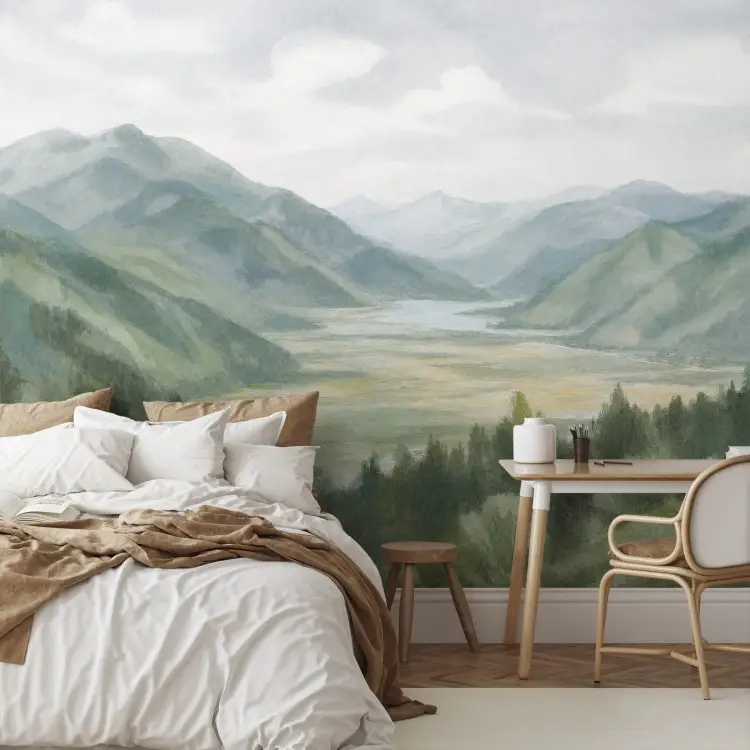Green Mountains - a watercolor valley full of lush vegetation