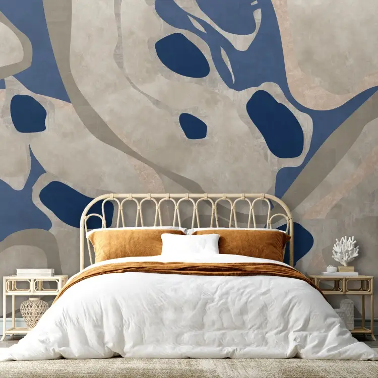 Abstract spots - a modern composition in shades of beige and navy blue