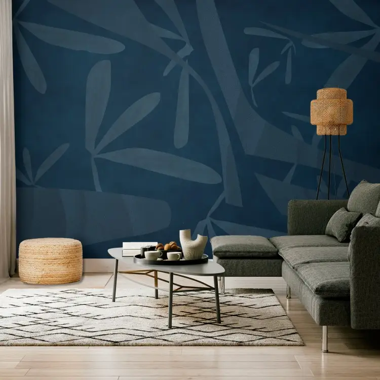Dark vines - a mysterious plant motif on a deep navy blue background