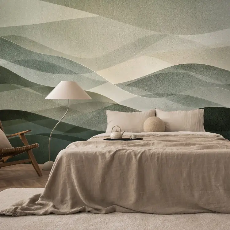 Green hills - delicate overlapping waves in light shades