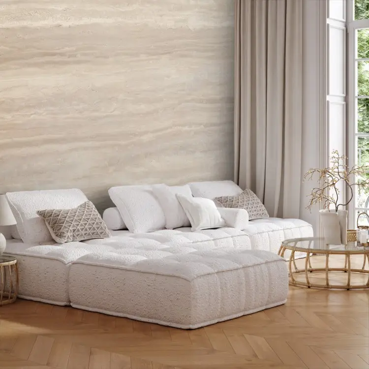 Beige travertine - an elegant stone structure with horizontal layers