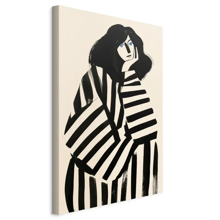 Pensive Girl - Portrait of a Woman in a Striped Blouse
