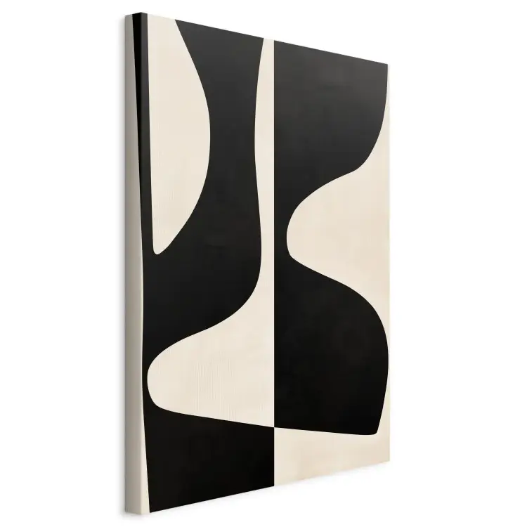 Black abstraction - rounded organic shapes on a beige background
