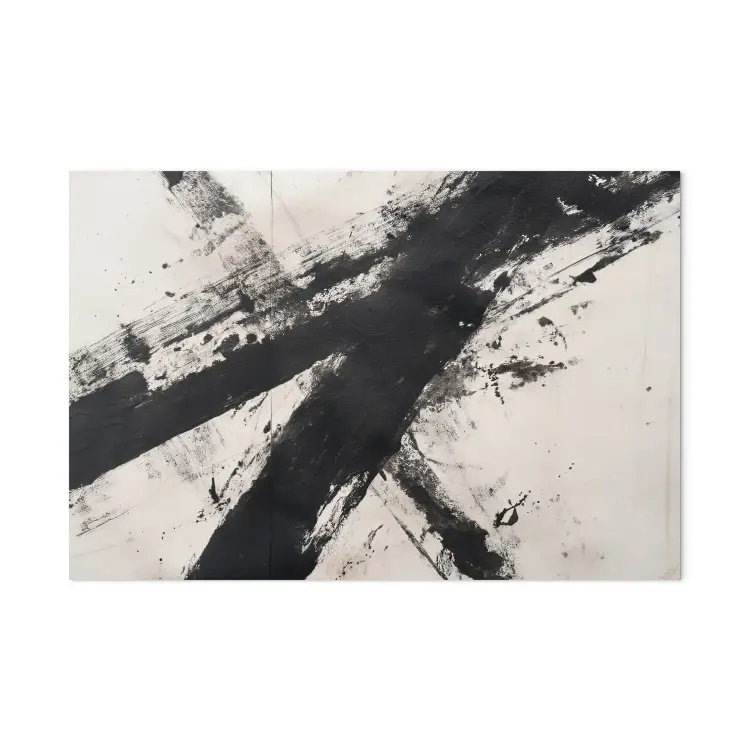 An expressive accent - a strong stroke of black paint on a light background