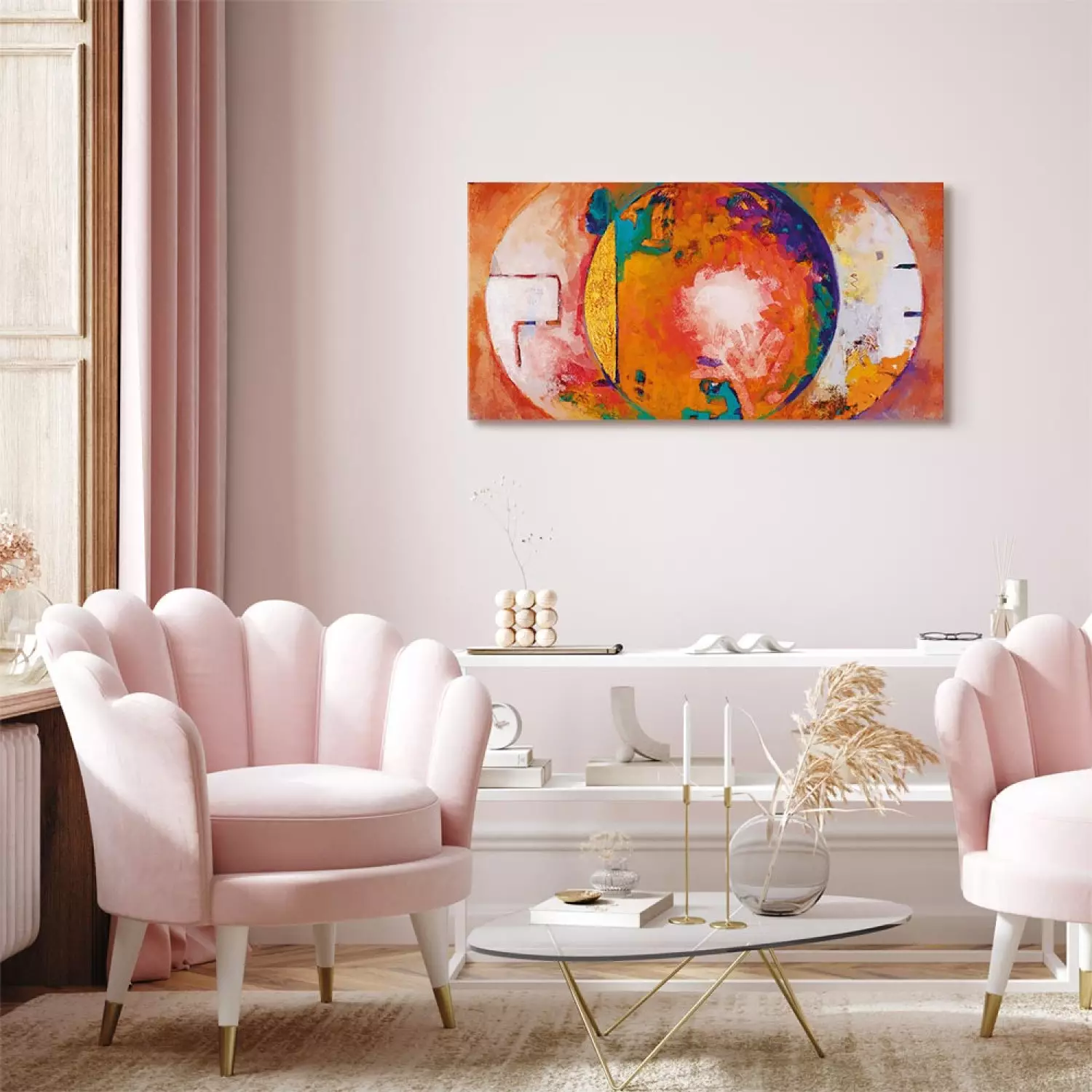 Canvas Art Print Orange Dream - abstraction with colorful fantasy