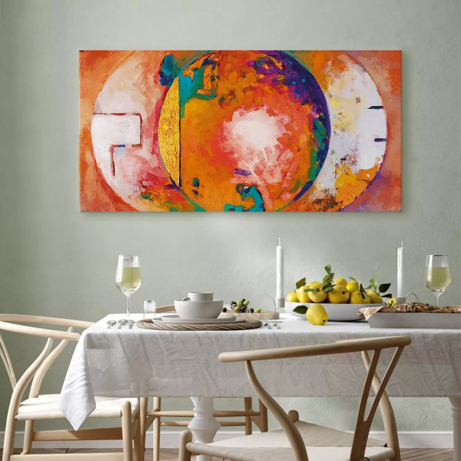 Canvas Art Print Orange Dream - abstraction with colorful fantasy