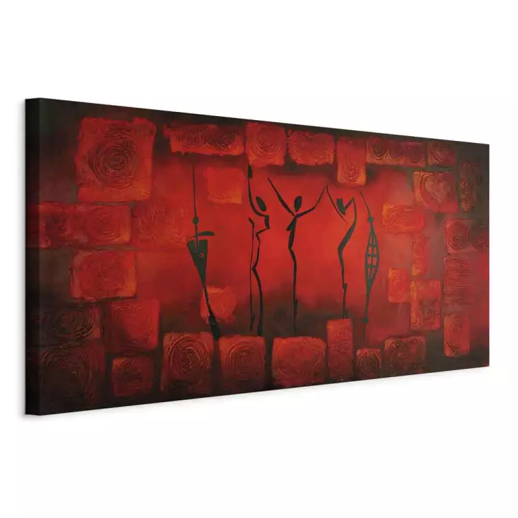 Ritual (1-piece) - silhouettes dancing on a red background with designs