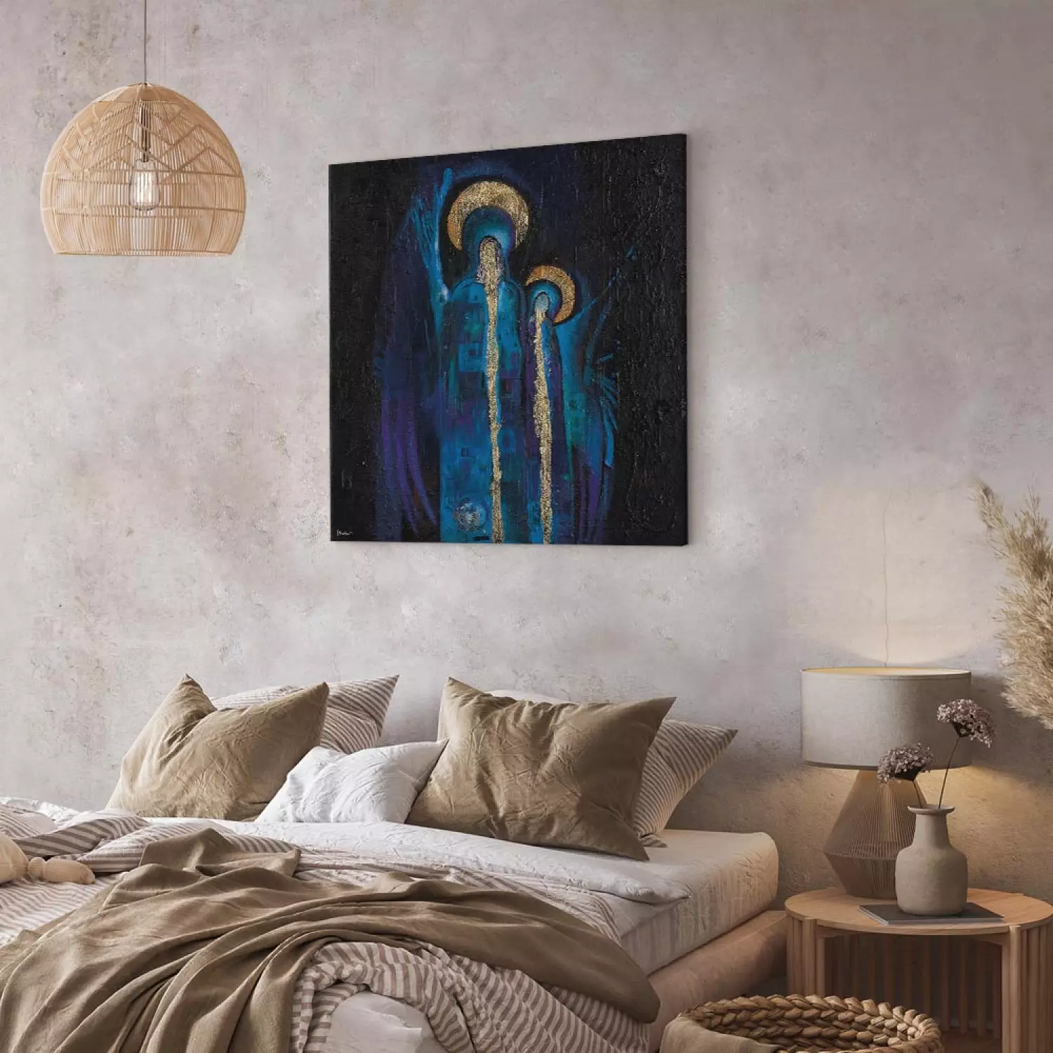 Canvas The Saints - sacred fantasy with figures with a golden halo
