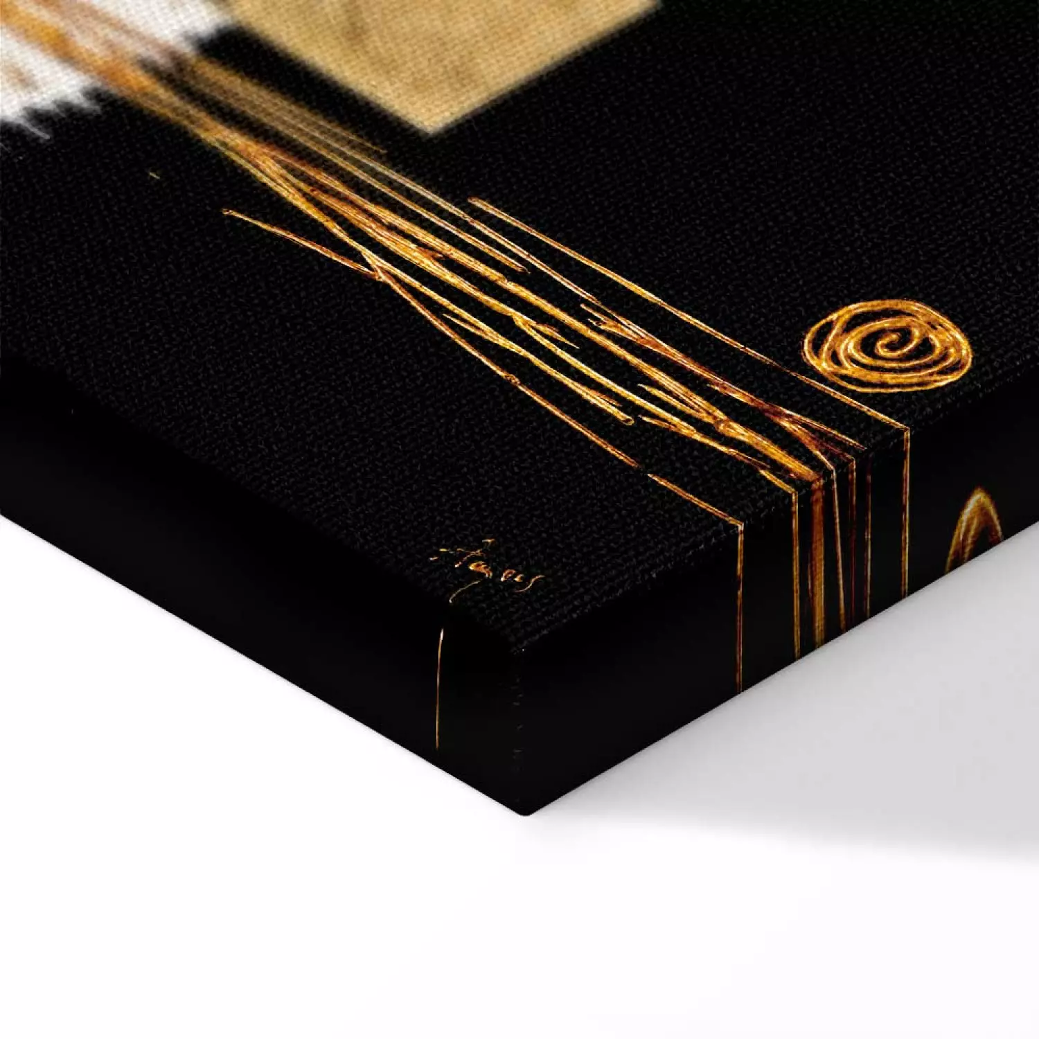 Canvas Print Impression - Abstraction with golden pattern on a black background