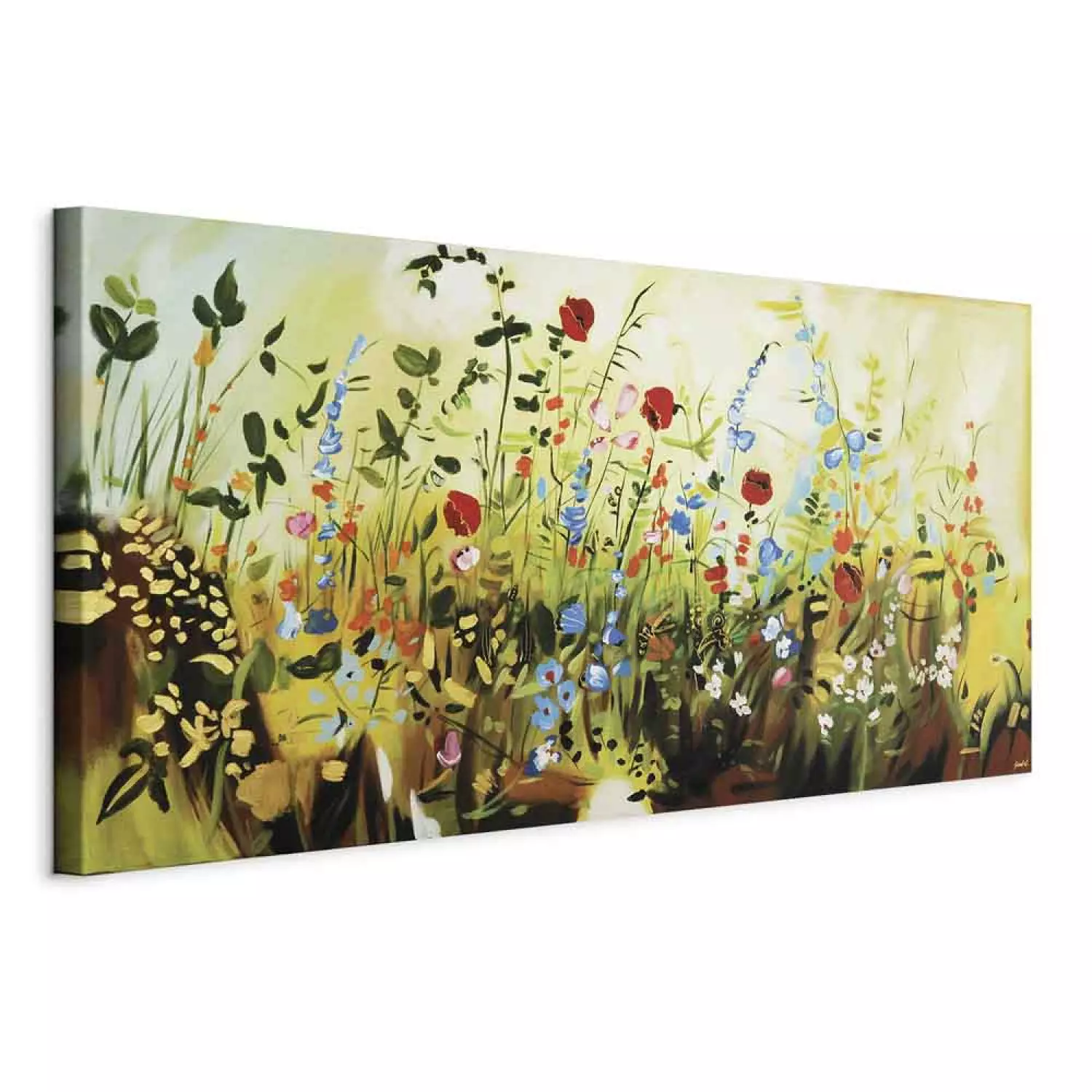 Canvas Print Charming Meadow - Colourful composition of small flowers