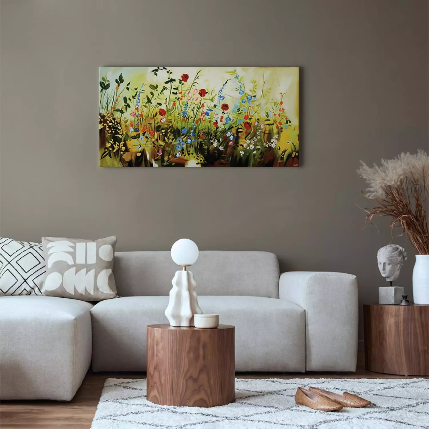 Canvas Print Charming Meadow - Colourful composition of small flowers