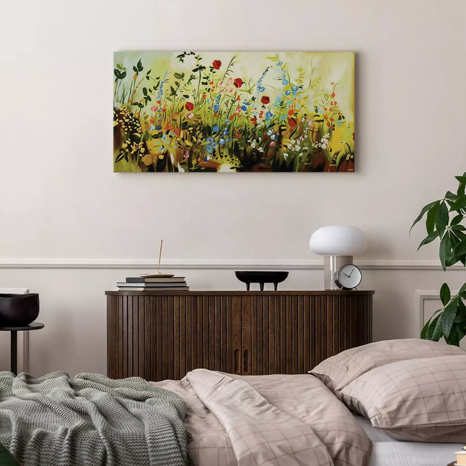 Canvas Print Charming Meadow - Colourful composition of small flowers