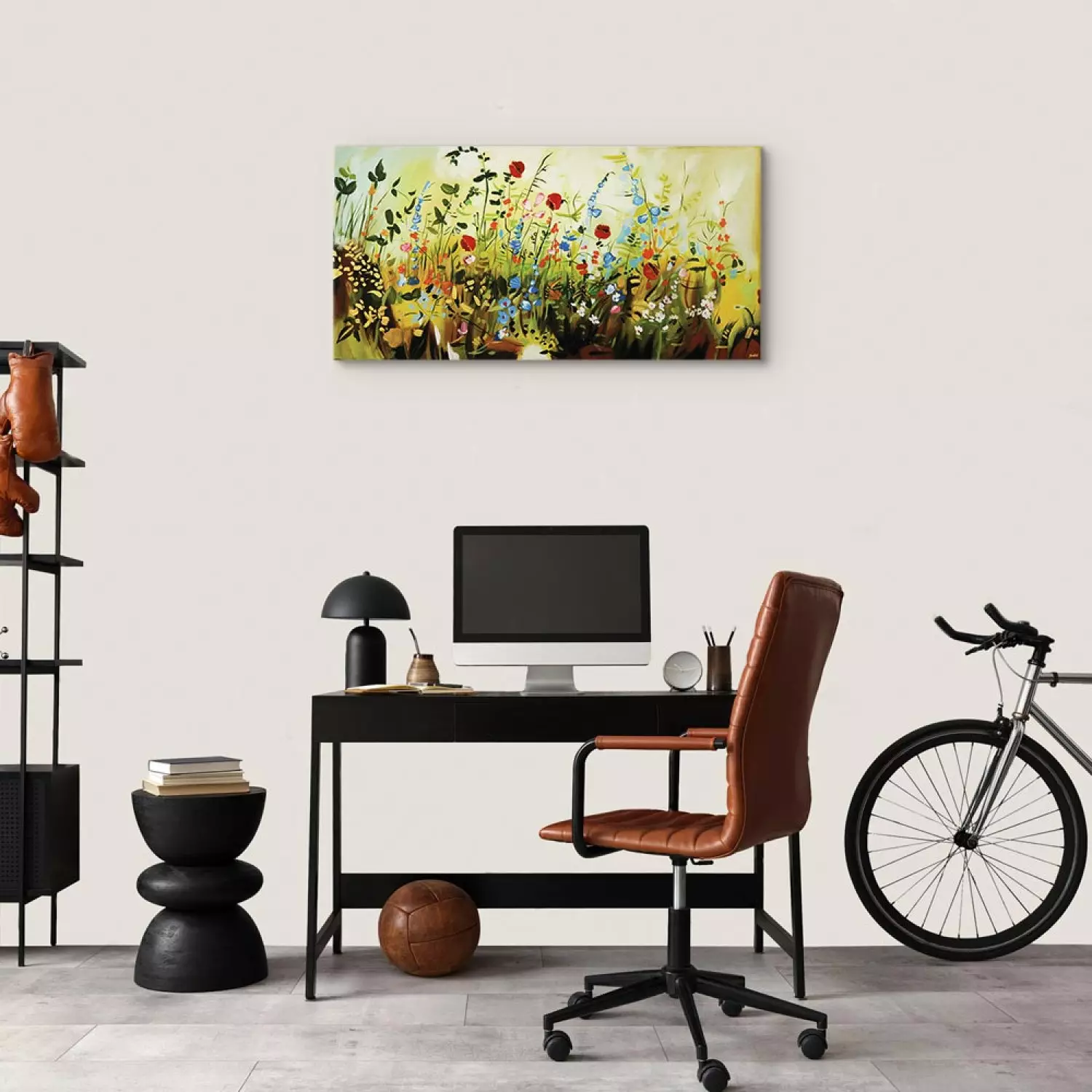 Canvas Print Charming Meadow - Colourful composition of small flowers