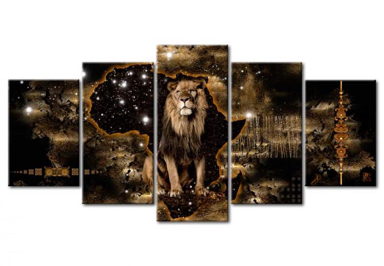 Canvas Golden Lion (5 Parts) Wide