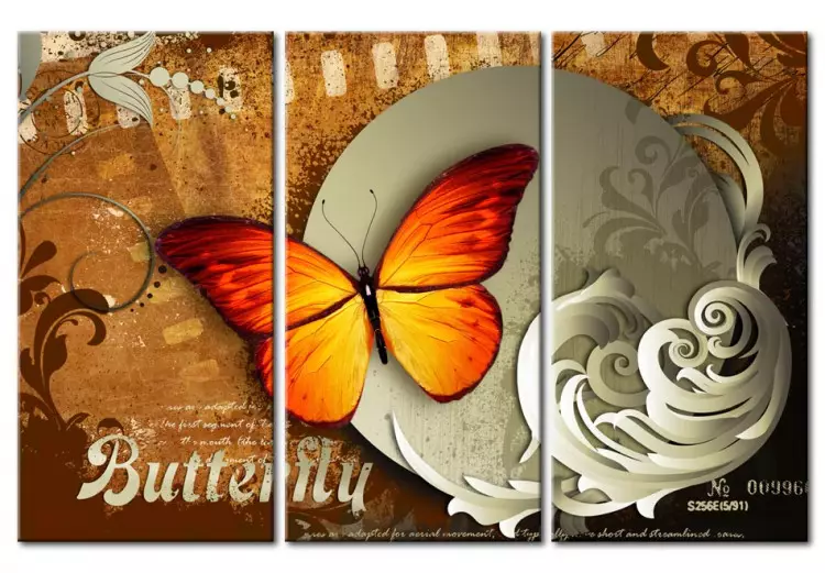 Canvas Fiery butterfly and  full moon