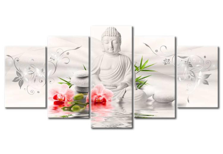 Canvas White Buddha and orchid