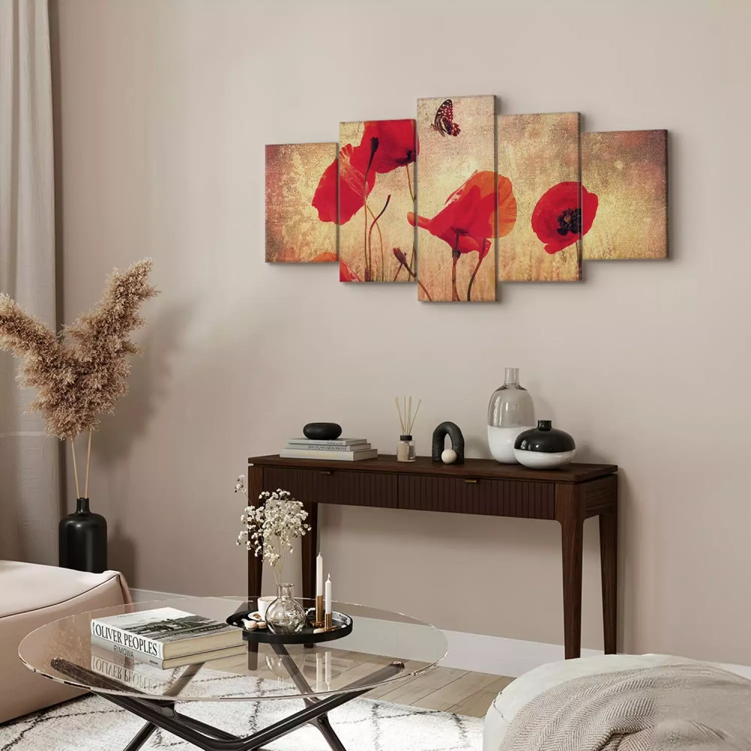 Canvas Poppy and butterfly