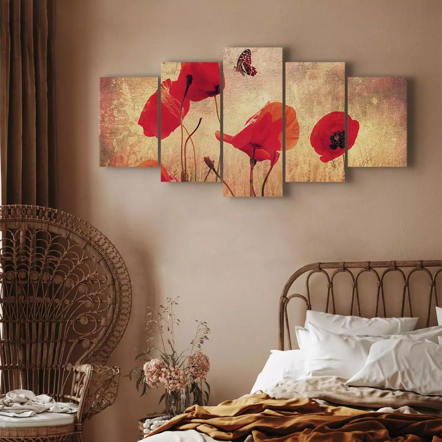 Canvas Poppy and butterfly