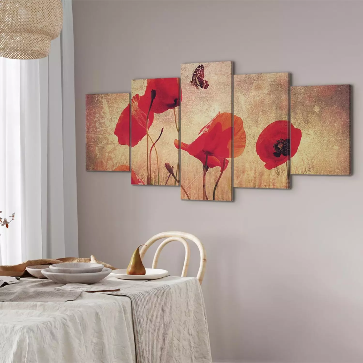 Canvas Poppy and butterfly