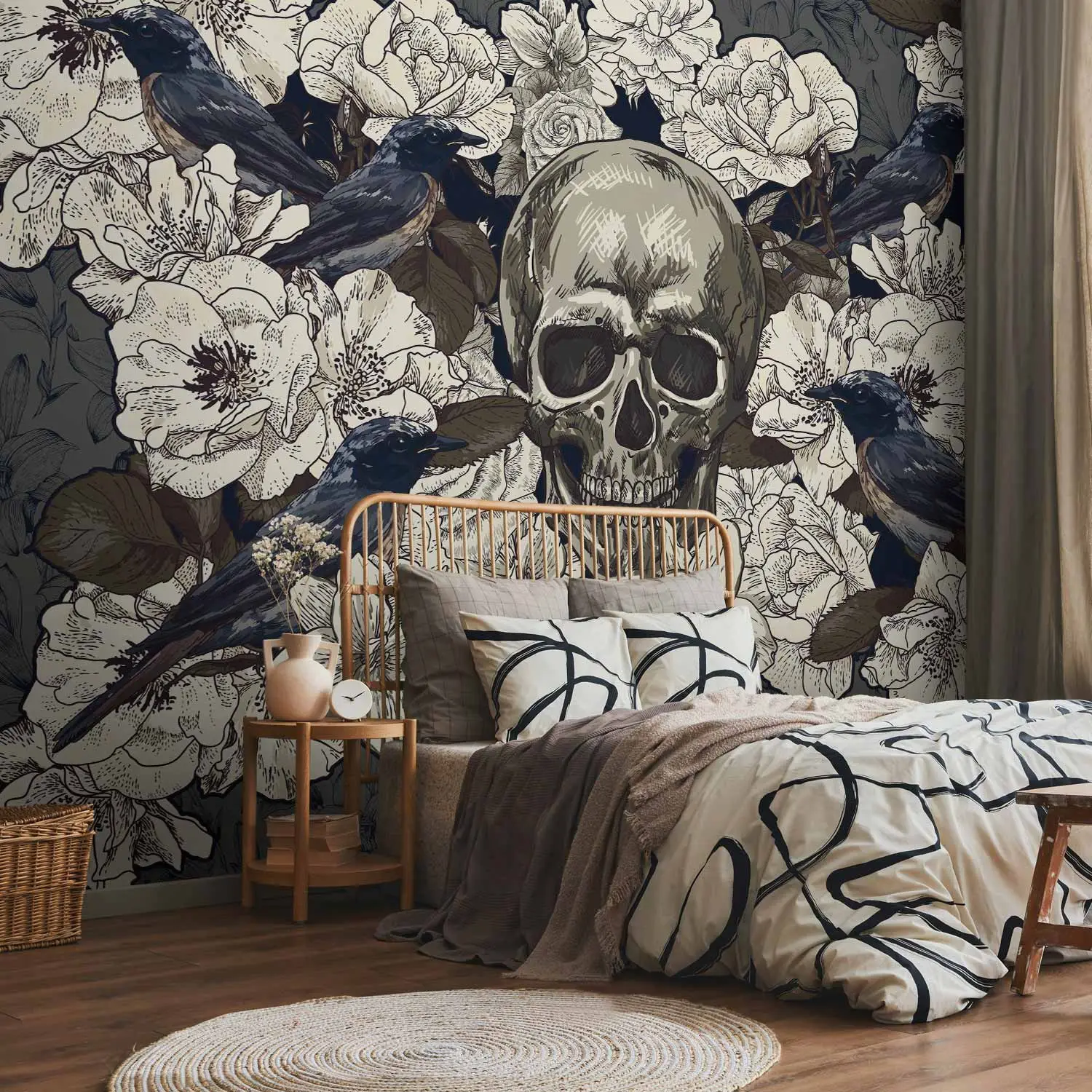 skull wallpaper for bedroom