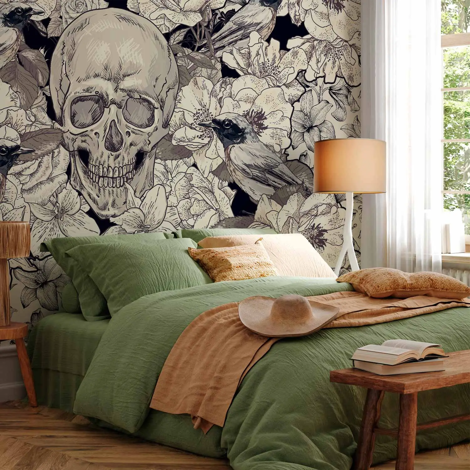 skull wallpaper for bedroom