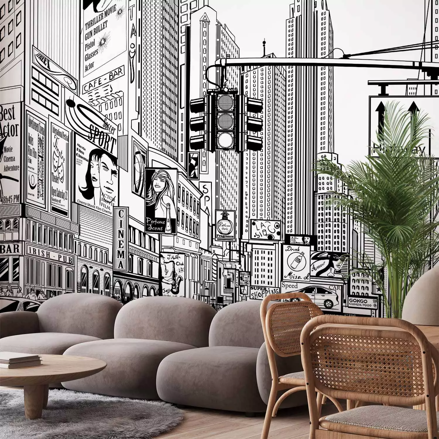 Photo Wallpaper On the Streets of New York City, USA - black and white urban architecture