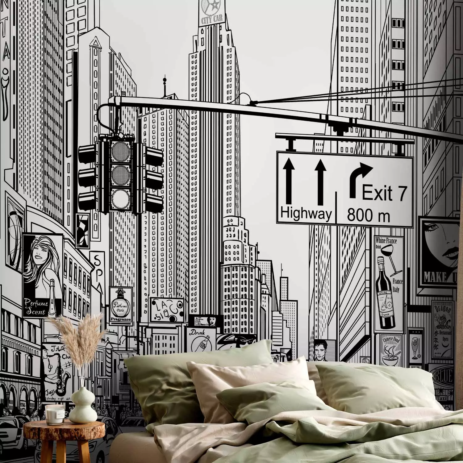 Photo Wallpaper On the Streets of New York City, USA - black and white urban architecture