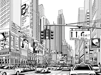 Photo Wallpaper On the Streets of New York City, USA - black and white urban architecture Wallpaper Cropper