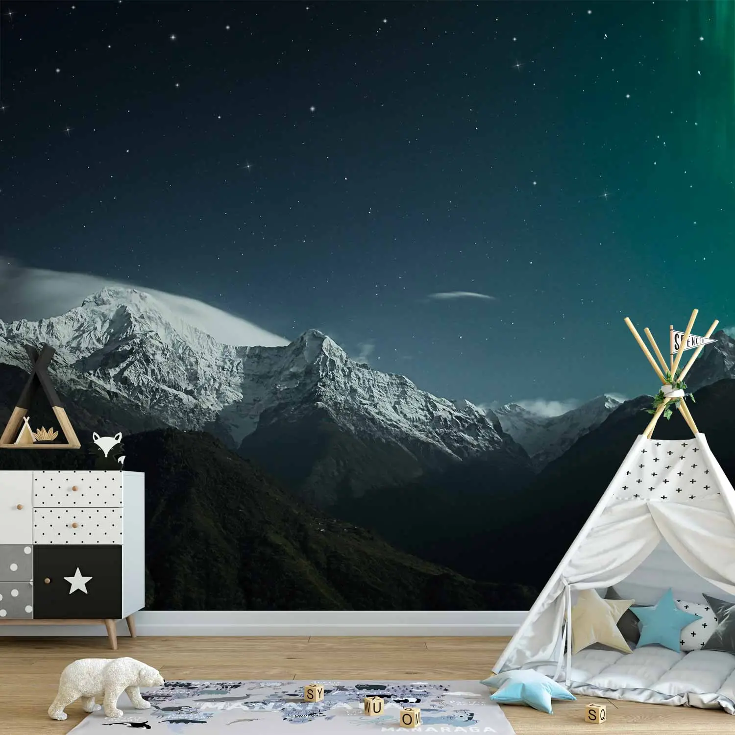 snowy mountain wallpaper night
