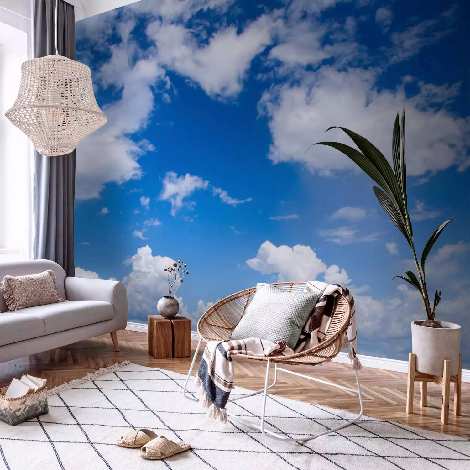 Wall Mural Under the Open Sky - Landscape of Blue Sky with Delicate Clouds