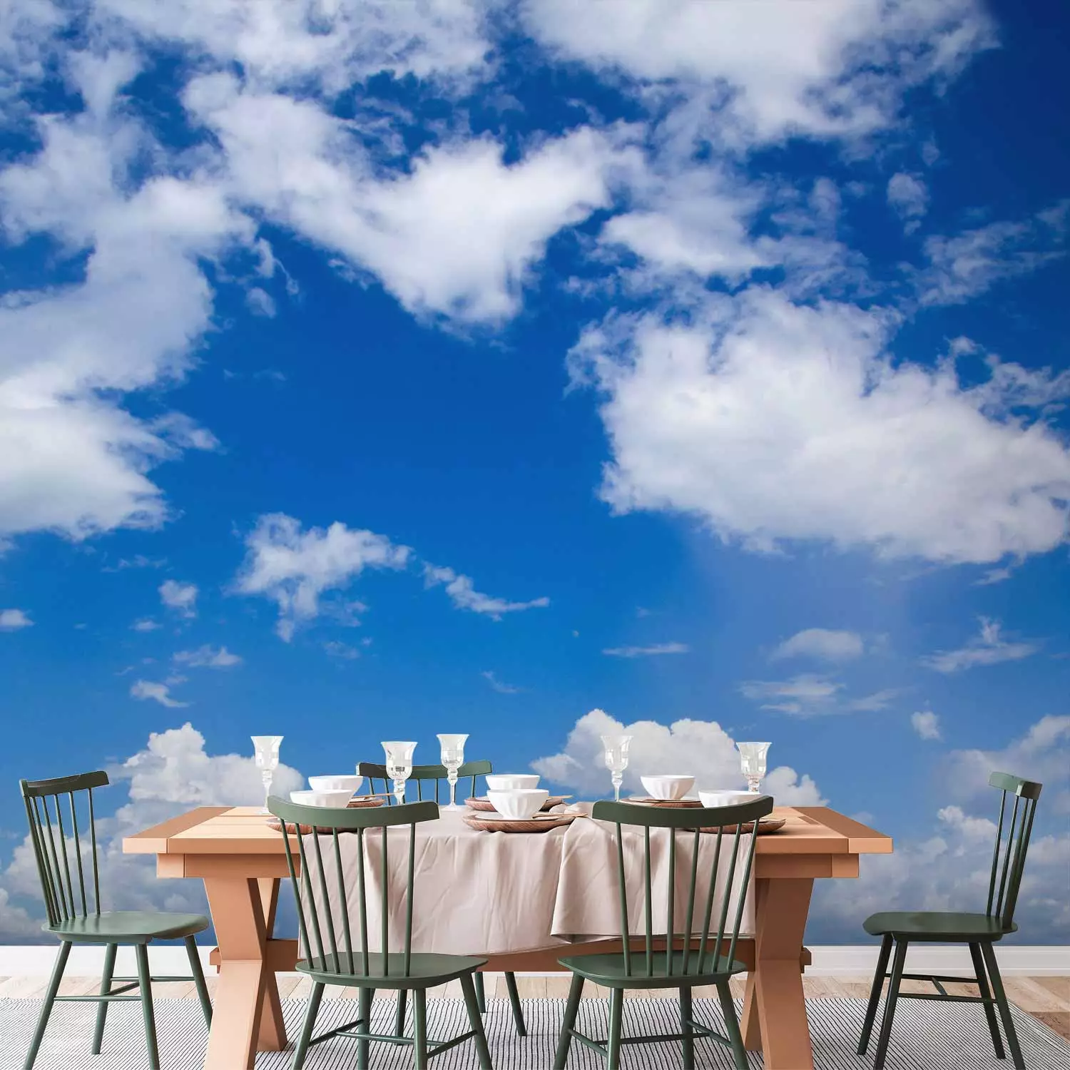 Wall Mural Under the Open Sky - Landscape of Blue Sky with Delicate Clouds