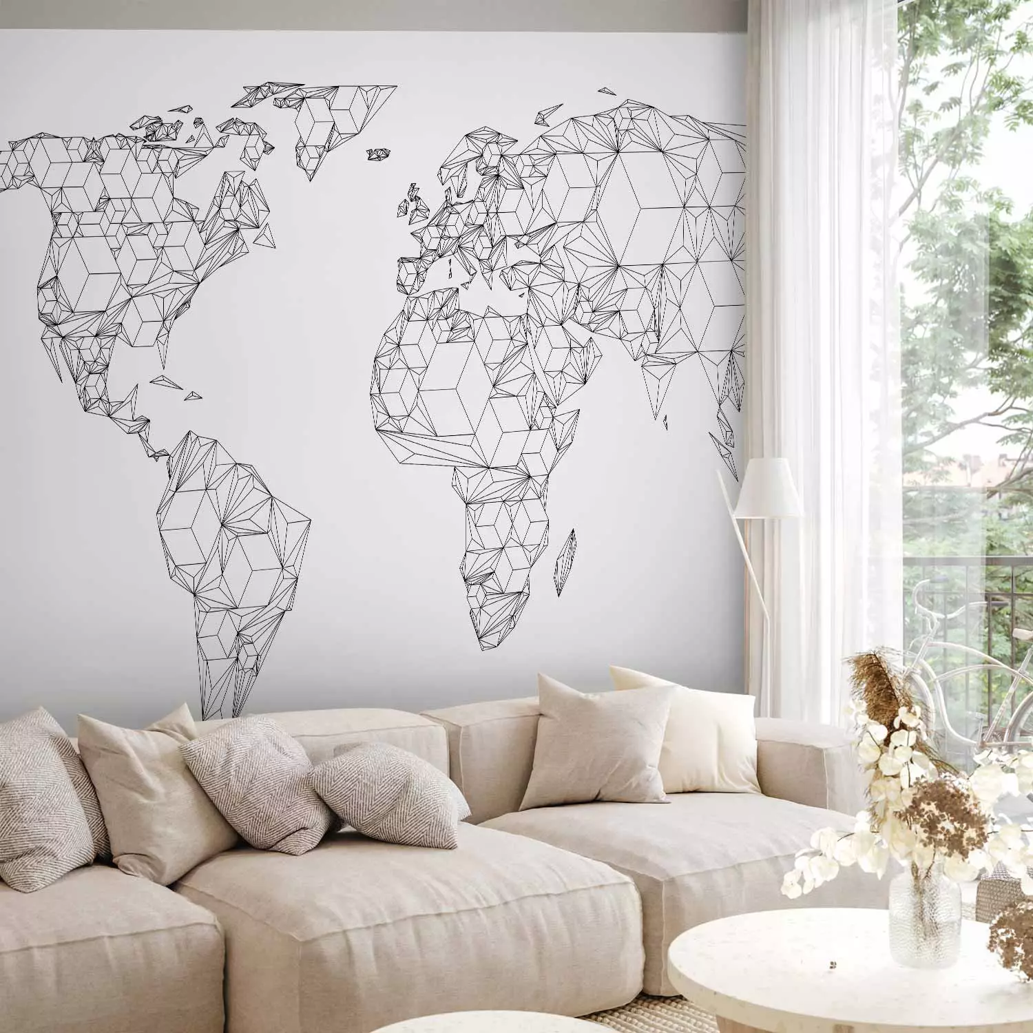 Photo Wallpaper Map of the World - white solids