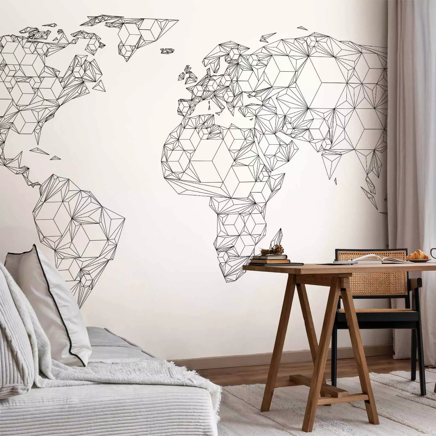 Photo Wallpaper Map of the World - white solids