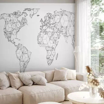 Photo Wallpaper Map of the World - white solids