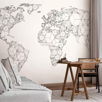 Photo Wallpaper Map of the World - white solids