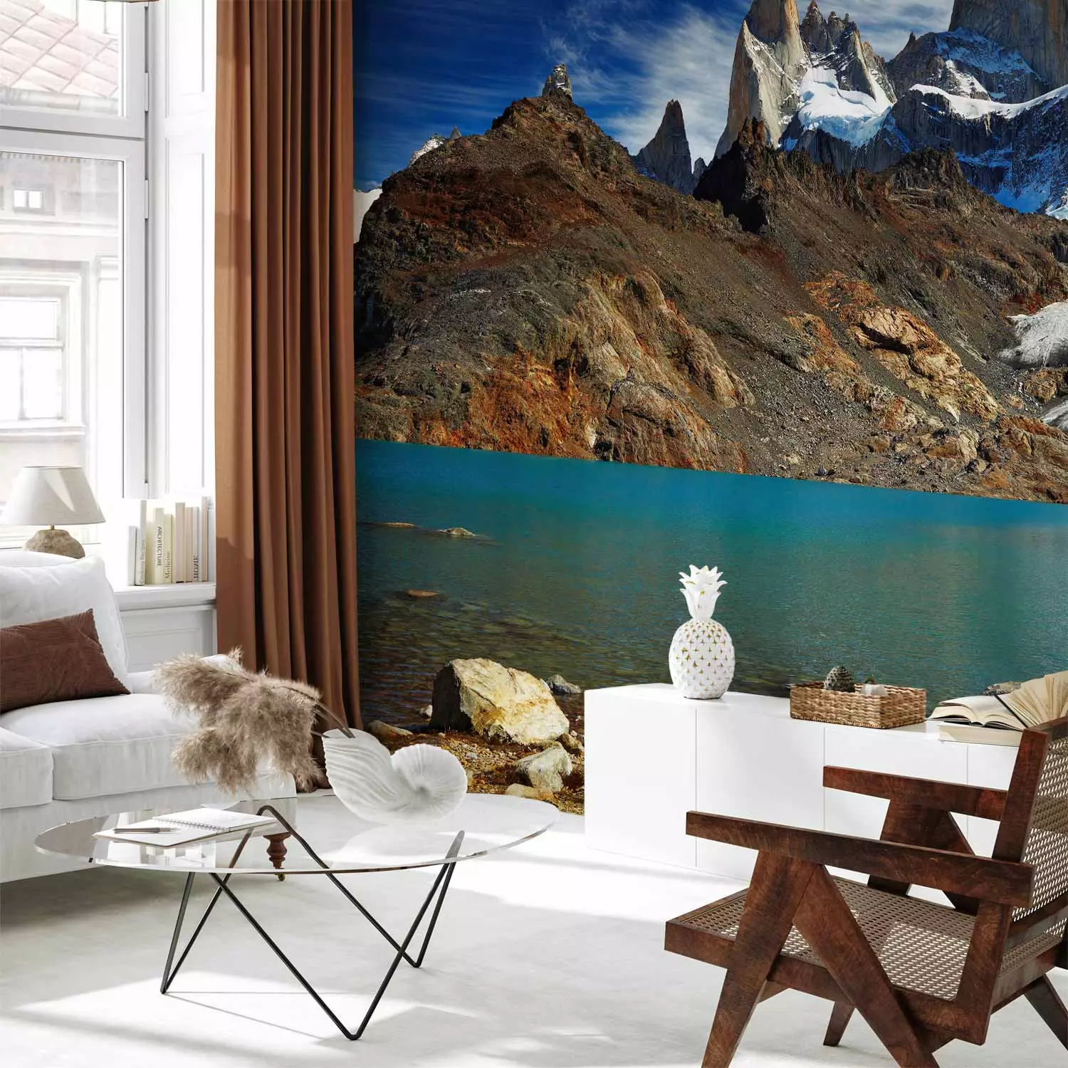 Wall Mural Argentinian Patagonia - Landscape of Winter Rocky Mountains with a Lake