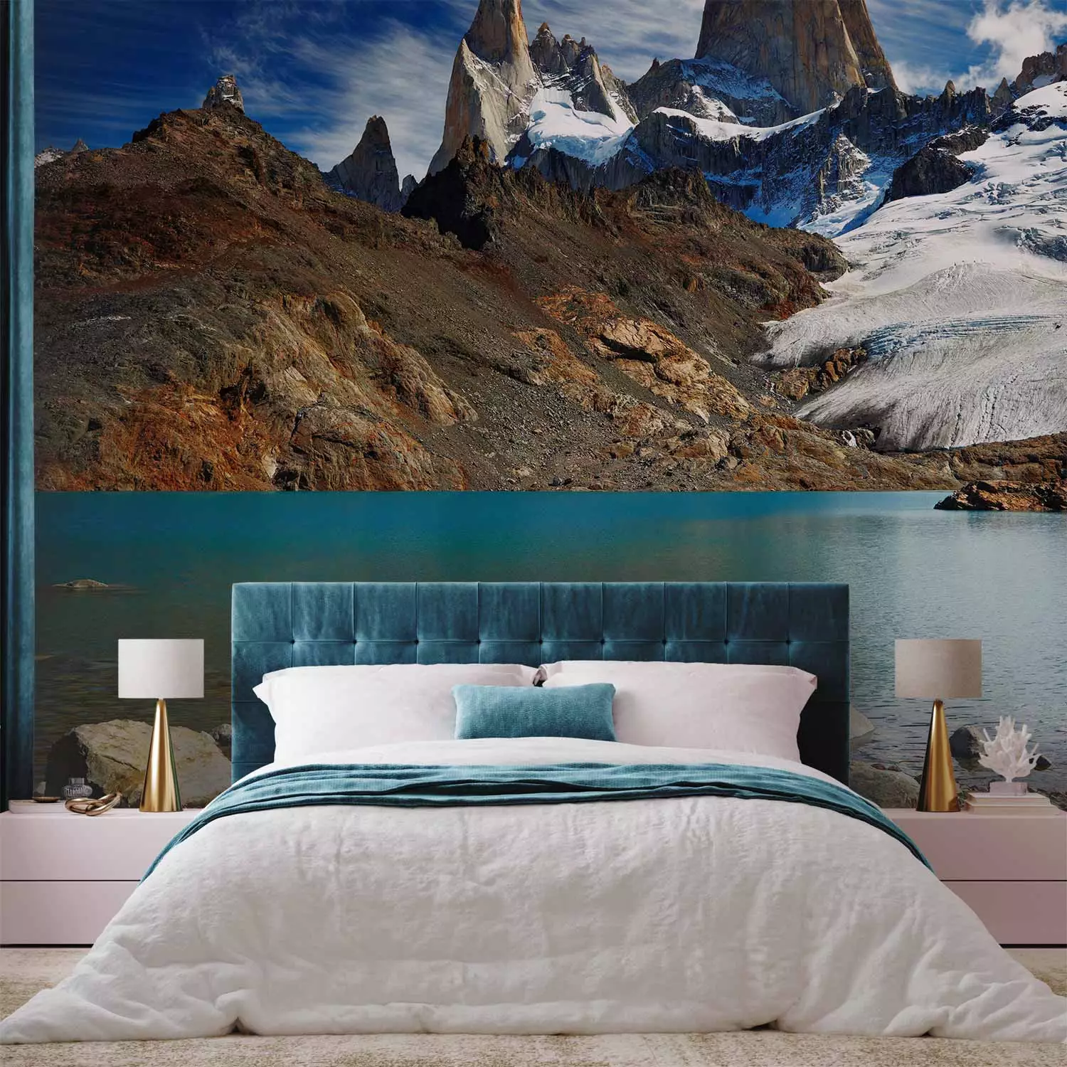 Wall Mural Argentinian Patagonia - Landscape of Winter Rocky Mountains with a Lake