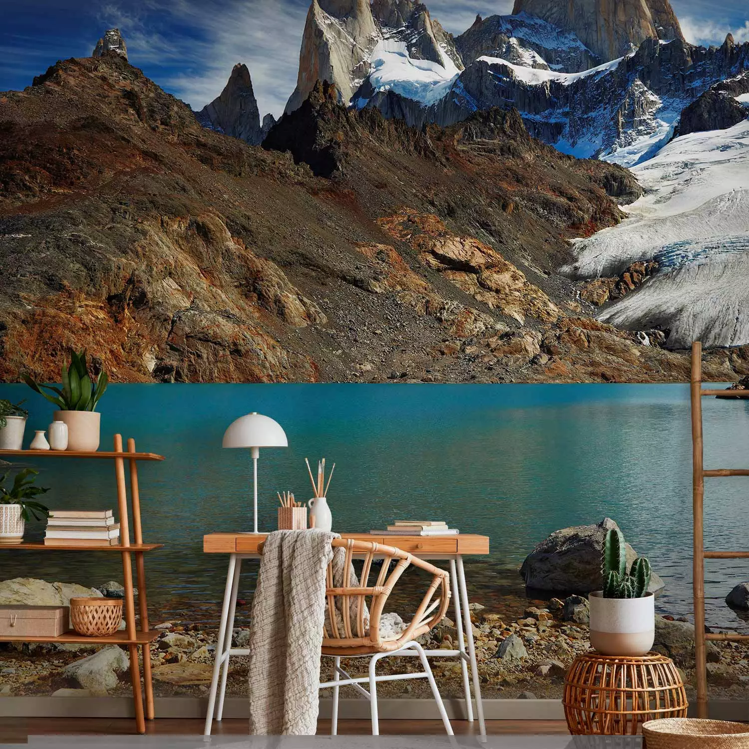 Wall Mural Argentinian Patagonia - Landscape of Winter Rocky Mountains with a Lake