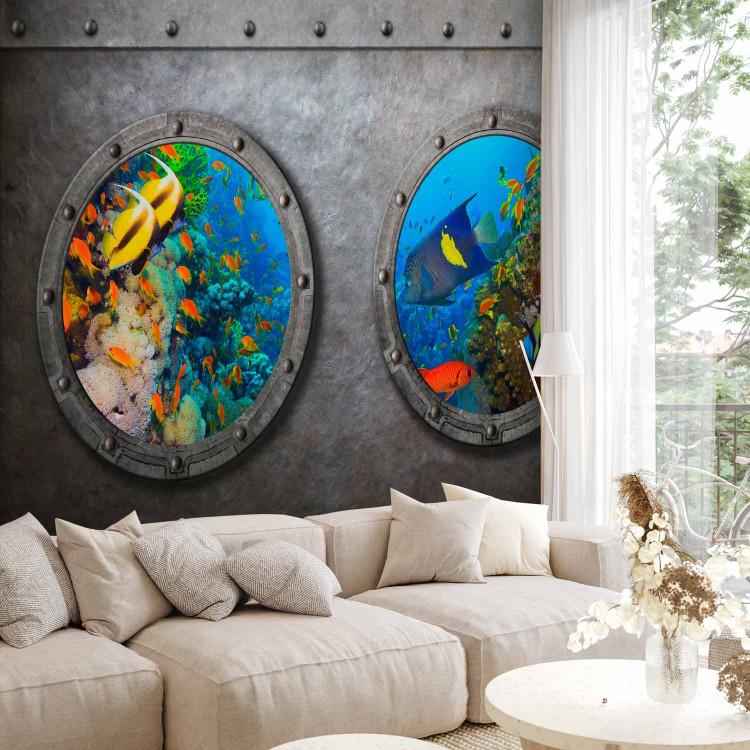 Wall Mural Window to Another World - Underwater Fish Life Landscape on a Coral Reef
