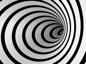 Wall Mural Black and white 3D tunnel Wallpaper Cropper