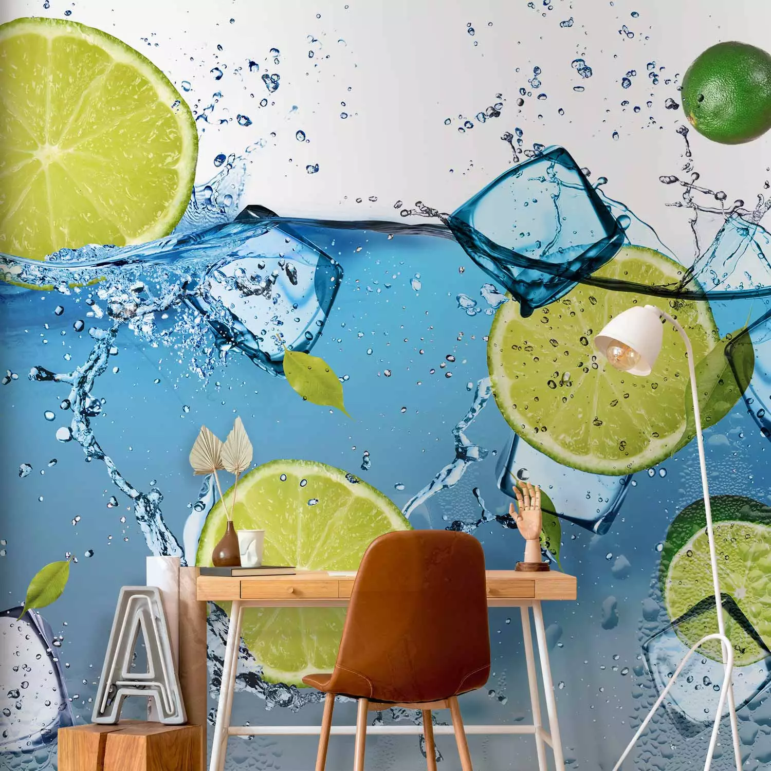 Wall Mural Water with Lemon - Refreshing Fruit Motif for the Kitchen or Room