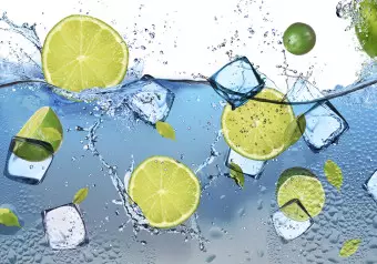 Wall Mural Water with Lemon - Refreshing Fruit Motif for the Kitchen or Room Wallpaper Cropper