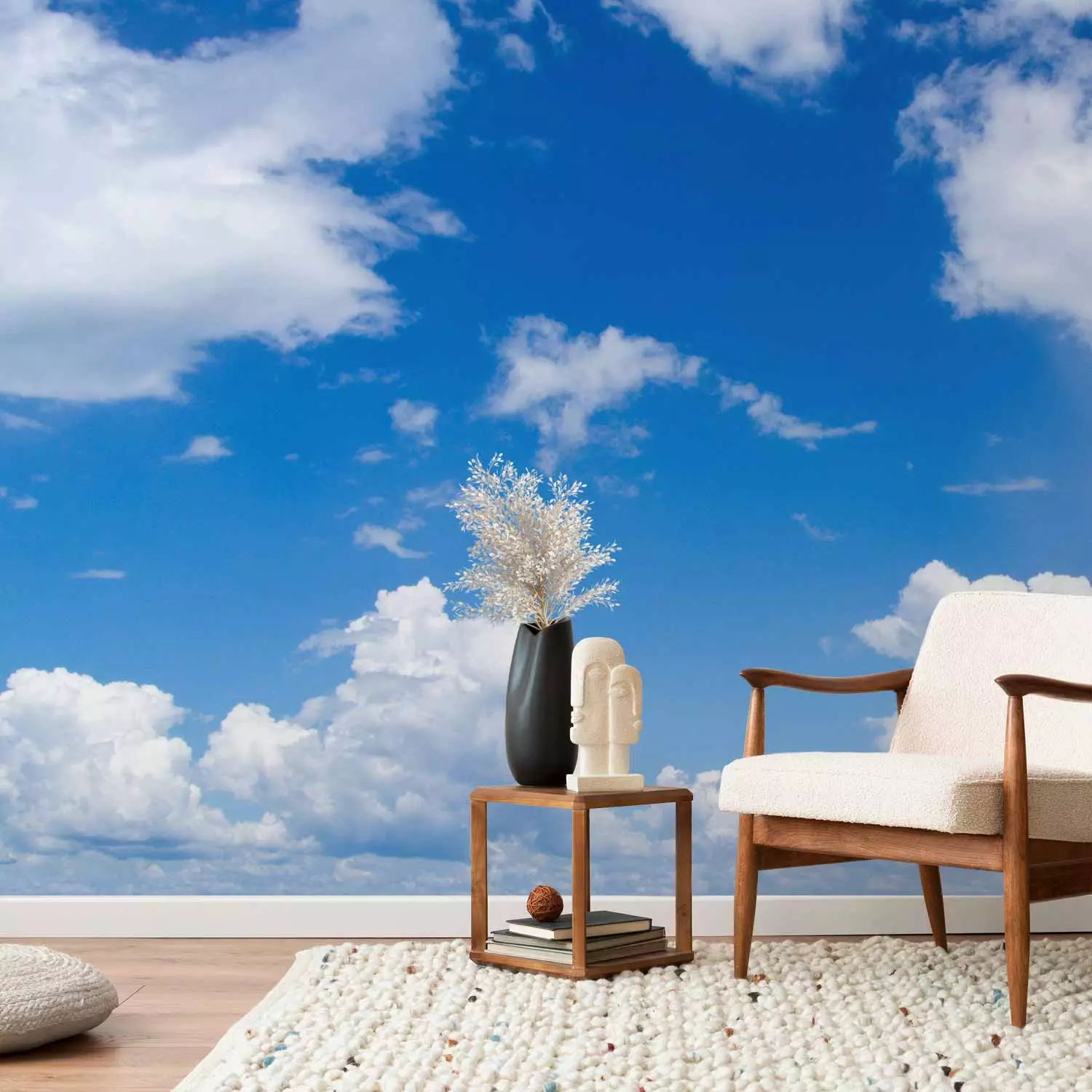 Wall Mural Under the Open Sky - Landscape Depicting Blue Sky with Clouds