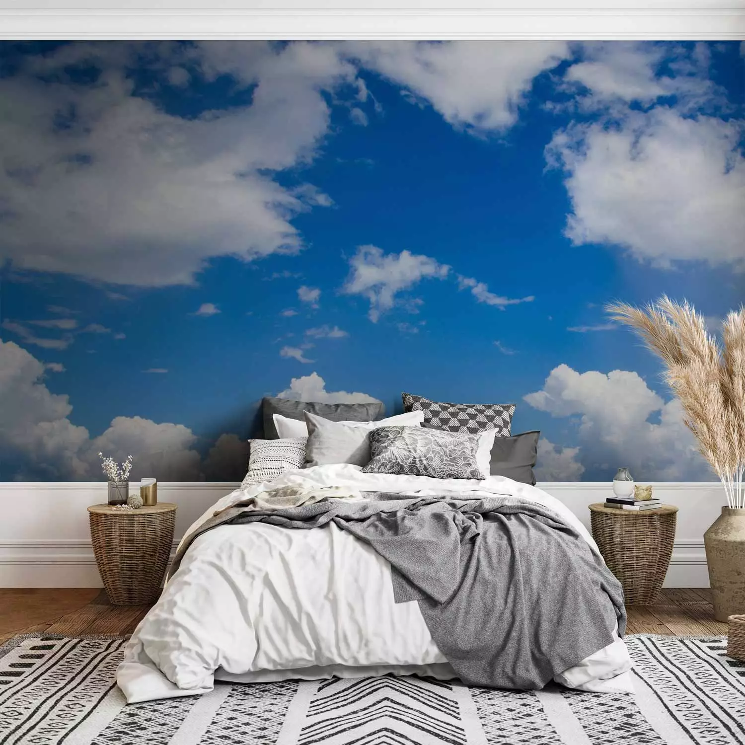 Wall Mural Under the Open Sky - Landscape Depicting Blue Sky with Clouds -  bimago