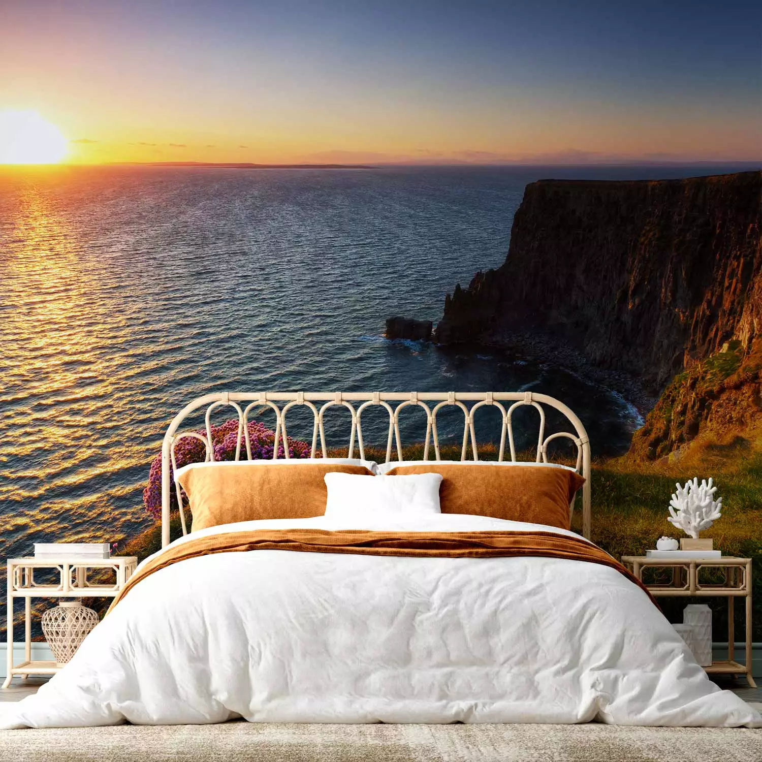 Photo Wallpaper Cliffs of Moher, Ireland - Seascape with the Sea and Cliffs at Sunset