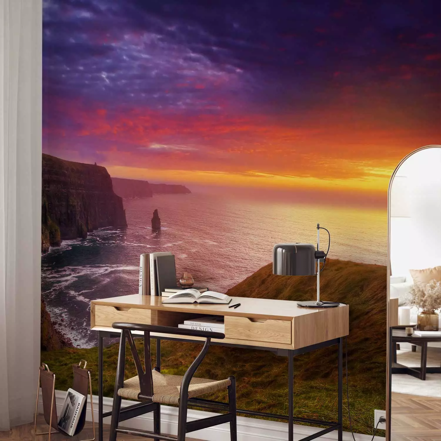 Photo Wallpaper Cliffs of Moher, Ireland - Seascape with the Sea and Cliffs at Sunset