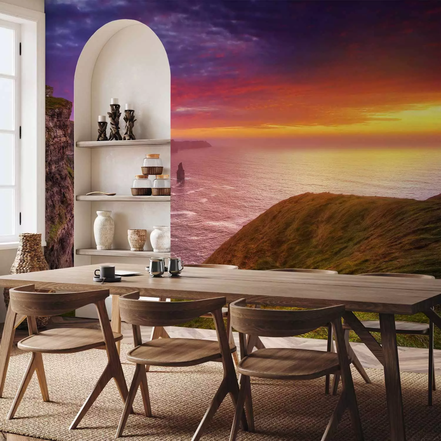 Photo Wallpaper Cliffs of Moher, Ireland - Seascape with the Sea and Cliffs at Sunset