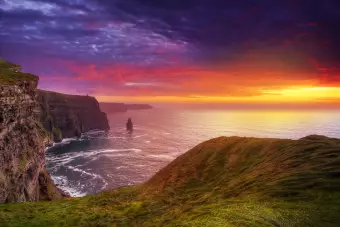 Photo Wallpaper Cliffs of Moher, Ireland - Seascape with the Sea and Cliffs at Sunset Wallpaper Cropper